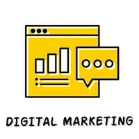 Digital Marketing Symbol Illustration. Gelb Farbe Illustration Design. vektor