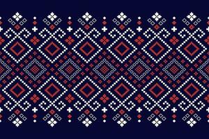 Indigo Marine Blau geometrisch traditionell ethnisch Muster Ikat nahtlos Muster Rand abstrakt Design zum Stoff drucken Stoff Kleid Teppich Vorhänge und Sarong aztekisch afrikanisch indisch indonesisch vektor