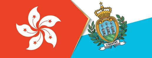 Hong kong und san Marino Flaggen, zwei Vektor Flaggen.