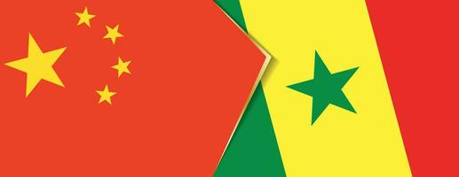 China und Senegal Flaggen, zwei Vektor Flaggen.