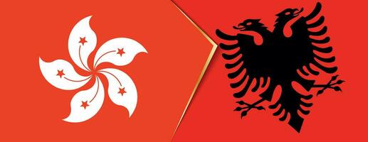 hong kong och albania flaggor, två vektor flaggor.