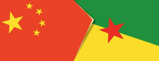 Kina och franska Guyana flaggor, två vektor flaggor.
