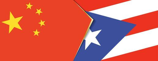 China und puerto rico Flaggen, zwei Vektor Flaggen.