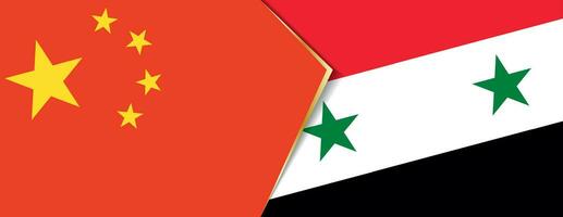 China und Syrien Flaggen, zwei Vektor Flaggen.