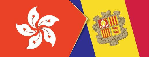 Hong kong und Andorra Flaggen, zwei Vektor Flaggen.