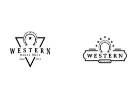 sko häst hästsko för Land Västra cowboy ranch logotyp design inspiration vektor