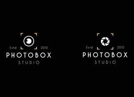 fotografi studio och Foto låda logotyp design vektor. vektor