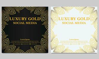 Luxus elegant golden Blumen- Sozial Medien Vorlage. vektor