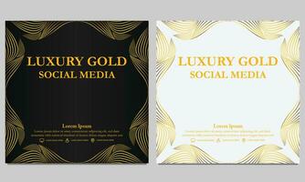 Luxus elegant golden Blumen- Sozial Medien Vorlage. vektor