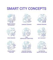 Smart City Farbverlauf blau Konzept Icons Set vektor