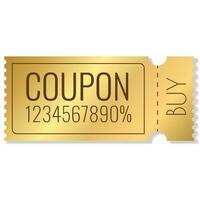 leer golden Coupon oder Fahrkarte. golden Aufkleber Rabatt. Vektor Illustration