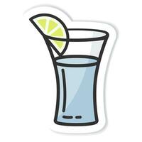 klistermärke glas av tequila isolerat vektor illustration, minimal design. tequila ikon på en vit bakgrund. vektor illustration