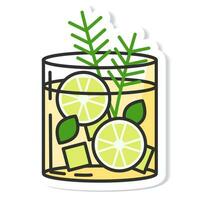 klistermärke glas av gin och tonic isolerat vektor illustration, minimal design.gin och tonic ikon på en vit bakgrund. vektor illustration
