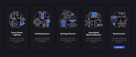 Smart City automatisches Management Onboarding mobiler App-Seitenbildschirm vektor
