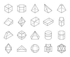 översikt geometrisk dimensionell former ikoner uppsättning vektor