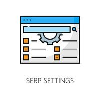 serp die Einstellungen Symbol von Suche Motor Ergebnis Seite vektor