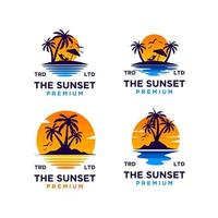 Set Sammlung Sonnenuntergang Strand Logo Design Illustration vektor