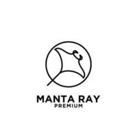 premium manta ray vektor svart linje logotypdesign