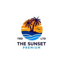 Sonnenuntergang Strand Logo Design Illustration vektor