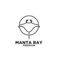 premium manta ray vektor svart linje logotypdesign