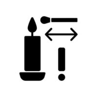 Anzünden einer Kerze mit einem langen schwarzen Glyphensymbol für das manuelle Etikettensymbol vektor