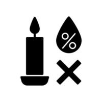 Kerzen im trockenen Fleck halten schwarzes Symbol für manuelles Etikett mit Glyphe vektor