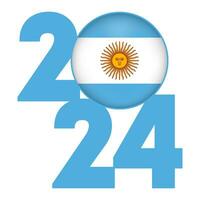 Lycklig ny år 2024 baner med argentina flagga inuti. vektor illustration.