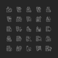 Kreideweiße Symbole für medizinische Behandlung auf dunklem Hintergrund vektor