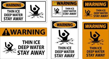 varning tecken tunn is djup vatten, stanna kvar bort vektor