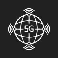 5g weltweite Verfügbarkeit Kreideweißes Symbol auf schwarzem Hintergrund vektor