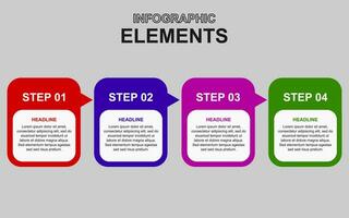 Infografik Vorlage mit 4 bunt Schritte zum Präsentationen, Geschäft und Plakate. vektor