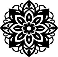 Mandala - - schwarz und Weiß isoliert Symbol - - Vektor Illustration