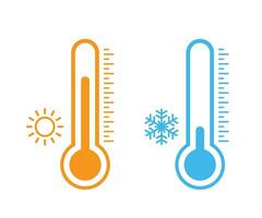 Thermometer Vektor Symbole. Thermometer mit kalt und heiß Symbole. Vektor Illustration