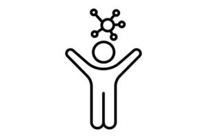 Humanoid Symbol. Menschen mit Netzwerk. Symbol verbunden zu Affiliate Intelligenz, Gerät, Computer Technologie. Linie Symbol Stil. einfach Vektor Design editierbar