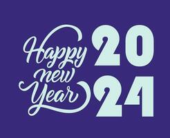glücklich Neu Jahr 2024 abstrakt cyan Logo Symbol Design Vektor Illustration mit Blau Hintergrund