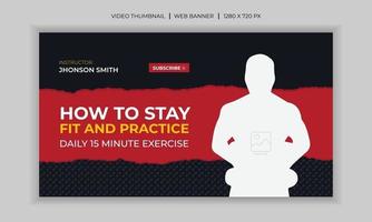 fitness gym webb banner och video miniatyrbild mall design vektor
