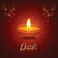 Lycklig diwali dekorativ olja lampa festival firande kort bakgrund vektor