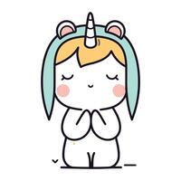 süß wenig Einhorn im kawaii Stil. Vektor Illustration.