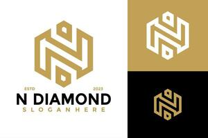 diamant brev n monogram logotyp design vektor symbol ikon illustration