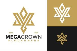 krona brev m monogram logotyp design vektor symbol ikon illustration