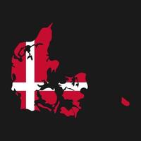 Dänemark Karte Silhouette mit Flagge auf schwarzem Hintergrund vektor