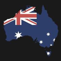 Australien Karte Silhouette mit Flagge auf schwarzem Hintergrund vektor