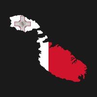 Malta Karte Silhouette mit Flagge auf schwarzem Hintergrund vektor