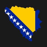 Bosnien und Herzegowina Kartensilhouette mit Flagge auf schwarzem Hintergrund vektor