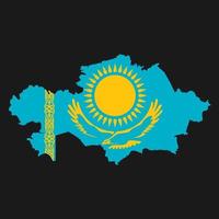 Kasachstan Karte Silhouette mit Flagge auf schwarzem Hintergrund vektor
