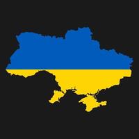 Ukraine Karte Silhouette mit Flagge auf schwarzem Hintergrund vektor