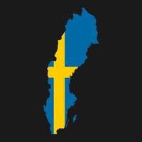 Schweden Karte Silhouette mit Flagge auf schwarzem Hintergrund vektor