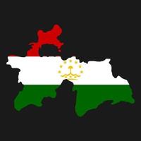 Tadzjikistan karta silhuett med flagga på svart bakgrund vektor