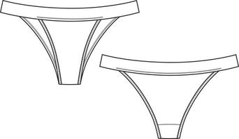 tanga underkläder teknisk. fräcka trosor platt mode skiss vektor
