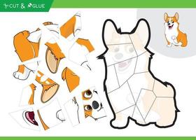 Papierhandwerk Puzzle Bildungsspiel für Kinder Hundethema vektor